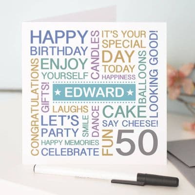 Personalised 50th Birthday Card