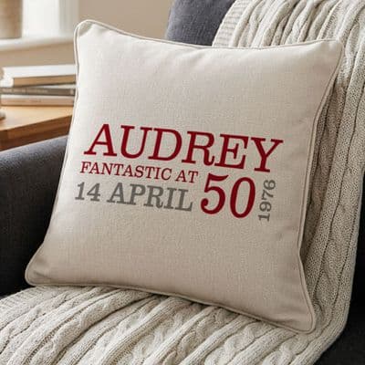 Personalised 50th Birthday Cushion