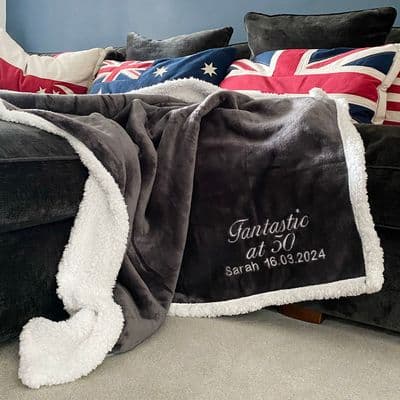 Personalised 50th Birthday Sherpa Blanket