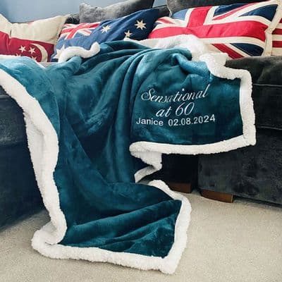 Personalised 60th Birthday Sherpa Blanket