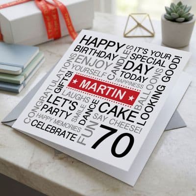 Personalised 70th Birthday Card