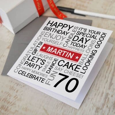 Personalised 70th Birthday Card