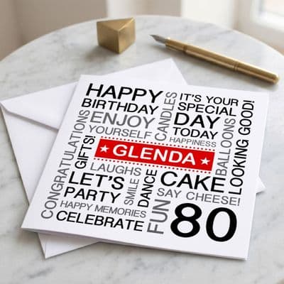 Personalised 80th Birthday Card