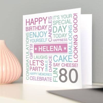 Personalised 80th Birthday Card