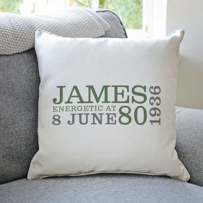 Personalised 80th Birthday Cushion