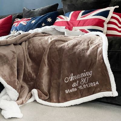 Personalised 80th Birthday Sherpa Blanket
