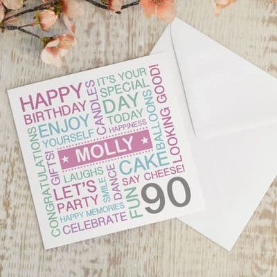 Personalised 90th Birthday Card