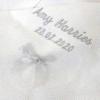 Personalised Baby Christening Silver Embroidered Shawl