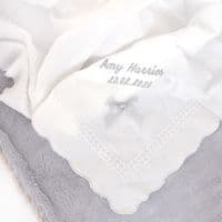 Personalised Baby Christening Silver Embroidered Shawl