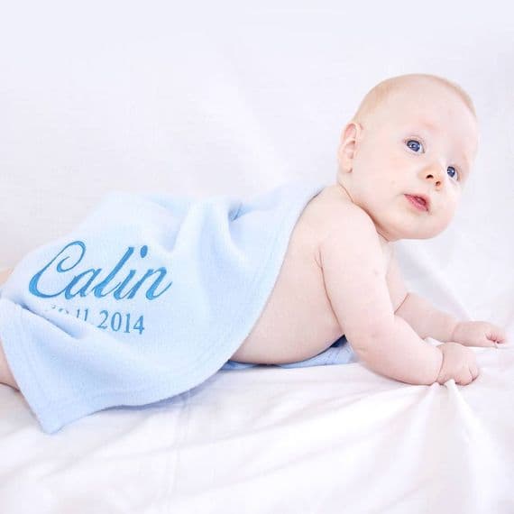 Personalised Baby's Blanket In Blue