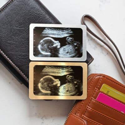 Personalised Baby Scan Wallet Metal Photo Cards
