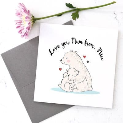 Personalised Bear Mummy And Bear Cub Card