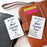 Personalised Best Teacher Metal Wallet Photo Cards