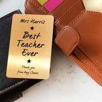 Personalised Best Teacher Metal Wallet Photo Cards