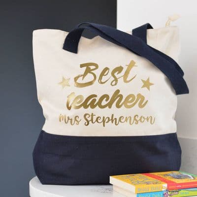 Personalised Best Teacher Metallic Shoulder Bag