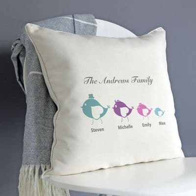 Personalised Birdie Family Cushion