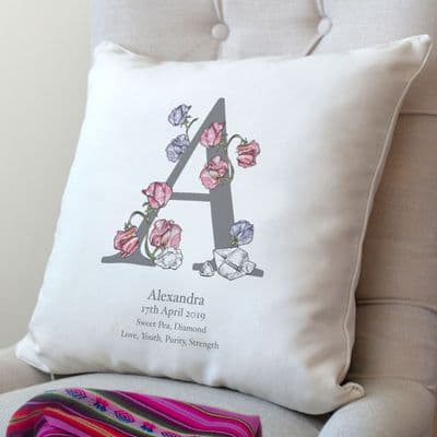 Personalised Birth Flower And Birth Stone Cushion