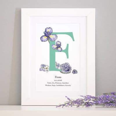 Personalised Birth Stone And Birth Flower Art