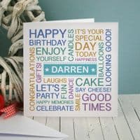 Personalised Birthday Typographic Card