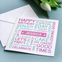 Personalised Birthday Typographic Card