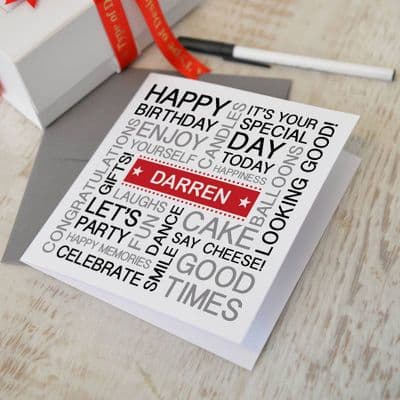 Personalised Birthday Typographic Card