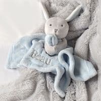 Personalised Blue Bunny Rabbit Baby Comforter