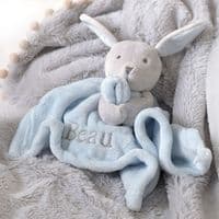 Personalised Blue Bunny Rabbit Baby Comforter