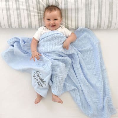 Personalised Blue Cellular Baby Blanket
