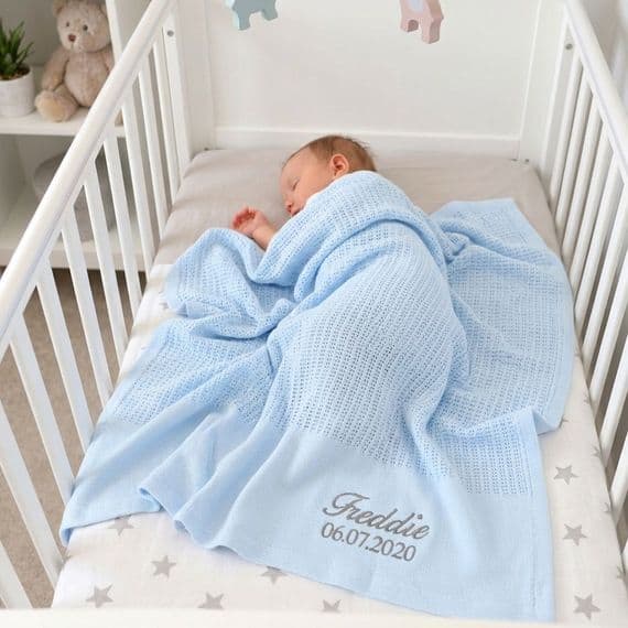 Personalised Blue Cellular Baby Blanket