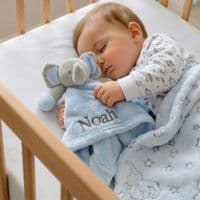 Personalised Blue Elephant Baby Comforter
