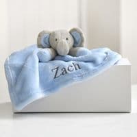 Personalised Blue Elephant Baby Comforter