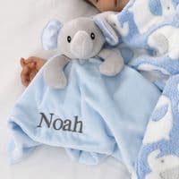 Personalised Blue Elephant Comforter With Soft Ears