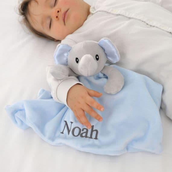 Personalised Blue Elephant Comforter With Soft Ears