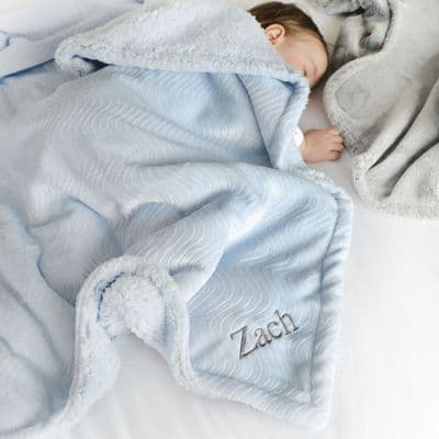 Personalised Blue Sherpa Baby Blanket