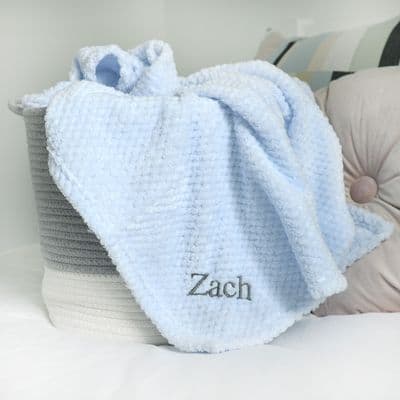 Personalised Blue Waffle Baby Blanket
