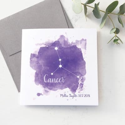 Personalised Cancer Star Sign Card
