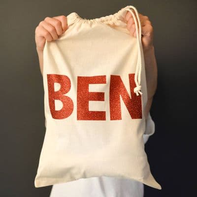 Personalised Child's Name In Metallic Drawstring Bag