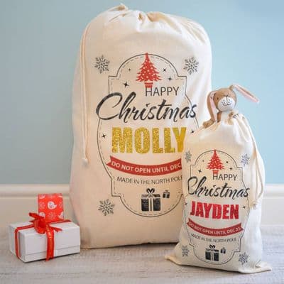 Personalised Christmas Metallic Sack