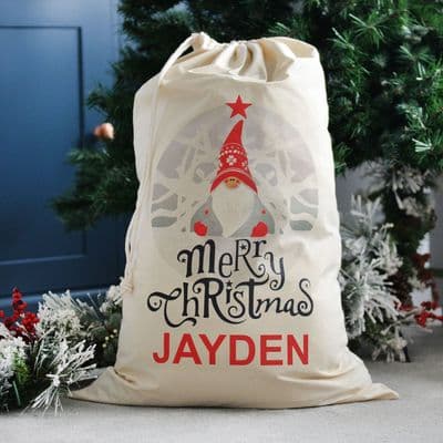 Personalised Christmas Santa Cotton Sack