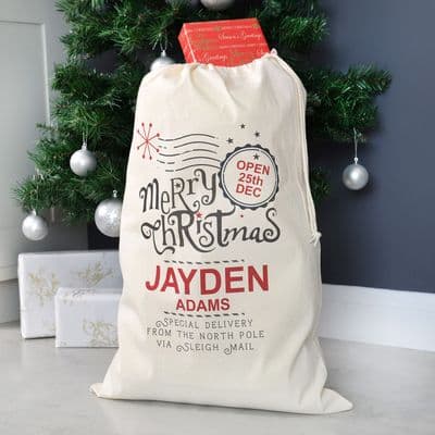 Personalised Christmas Stamp Sack