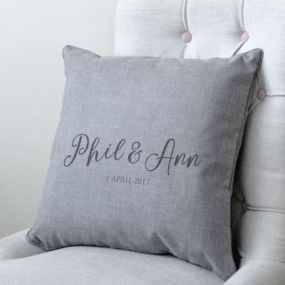Personalised Couple's Names And Date Cushion