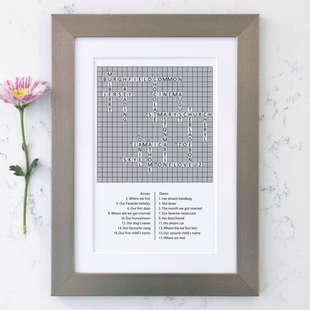 Personalised Crossword Puzzle Artwork
