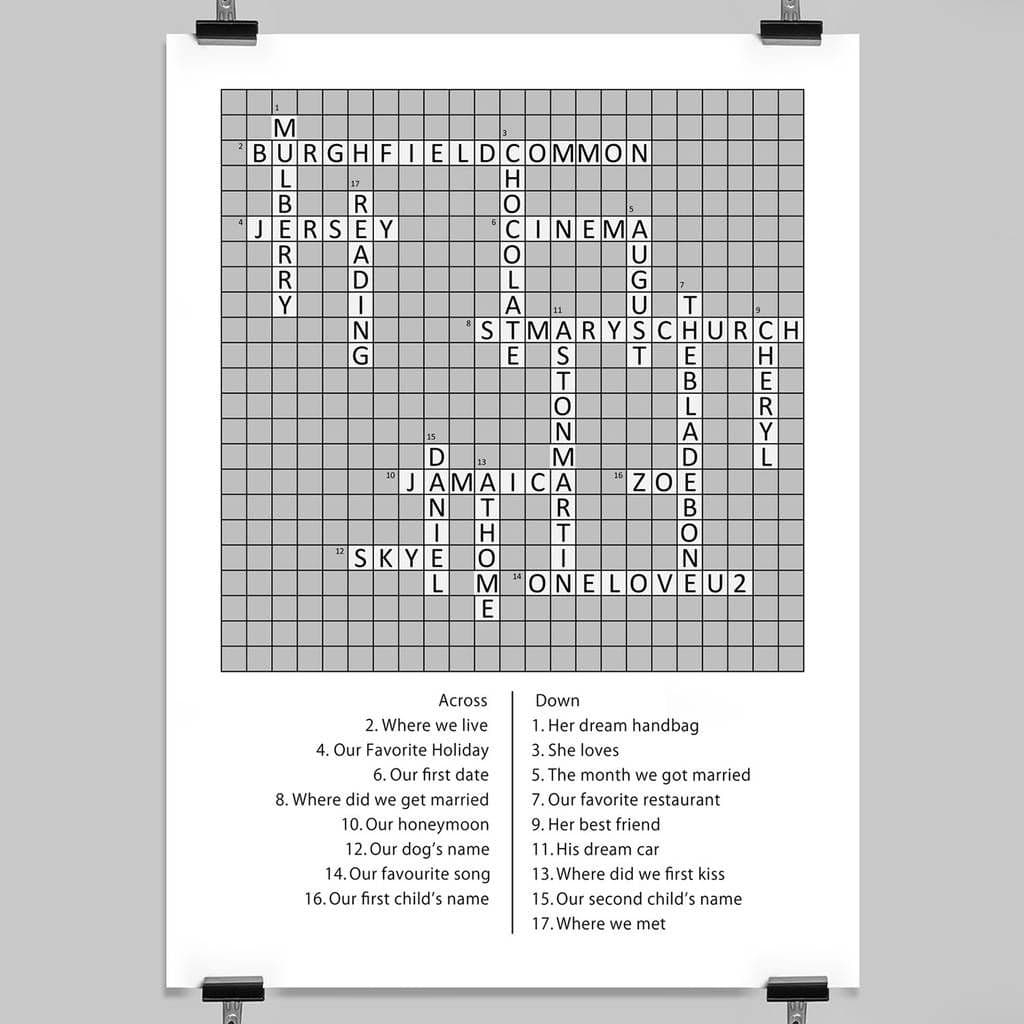 Personalised Crossword Puzzle Artwork