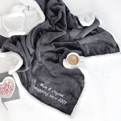 Personalised Dark Grey And White Super Soft Blanket