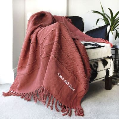Personalised Desert Red Tassel Blanket