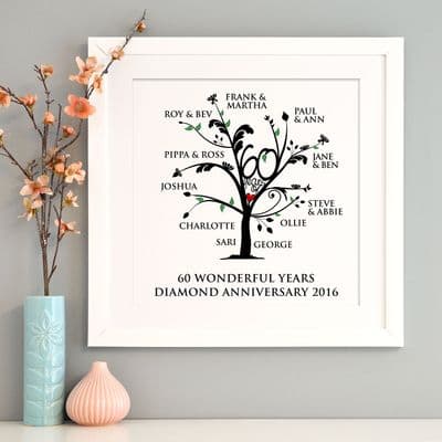Personalised Diamond Anniversary Family Tree Art