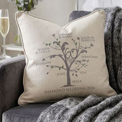 Personalised Diamond Anniversary Family Tree Cushion