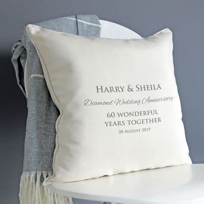 Personalised Diamond Wedding Anniversary Cushion