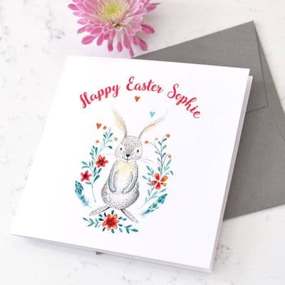 Personalised Easter Bunny Floral Card