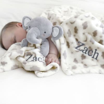 Personalised Elephant Comforter And Blanket Unisex Set